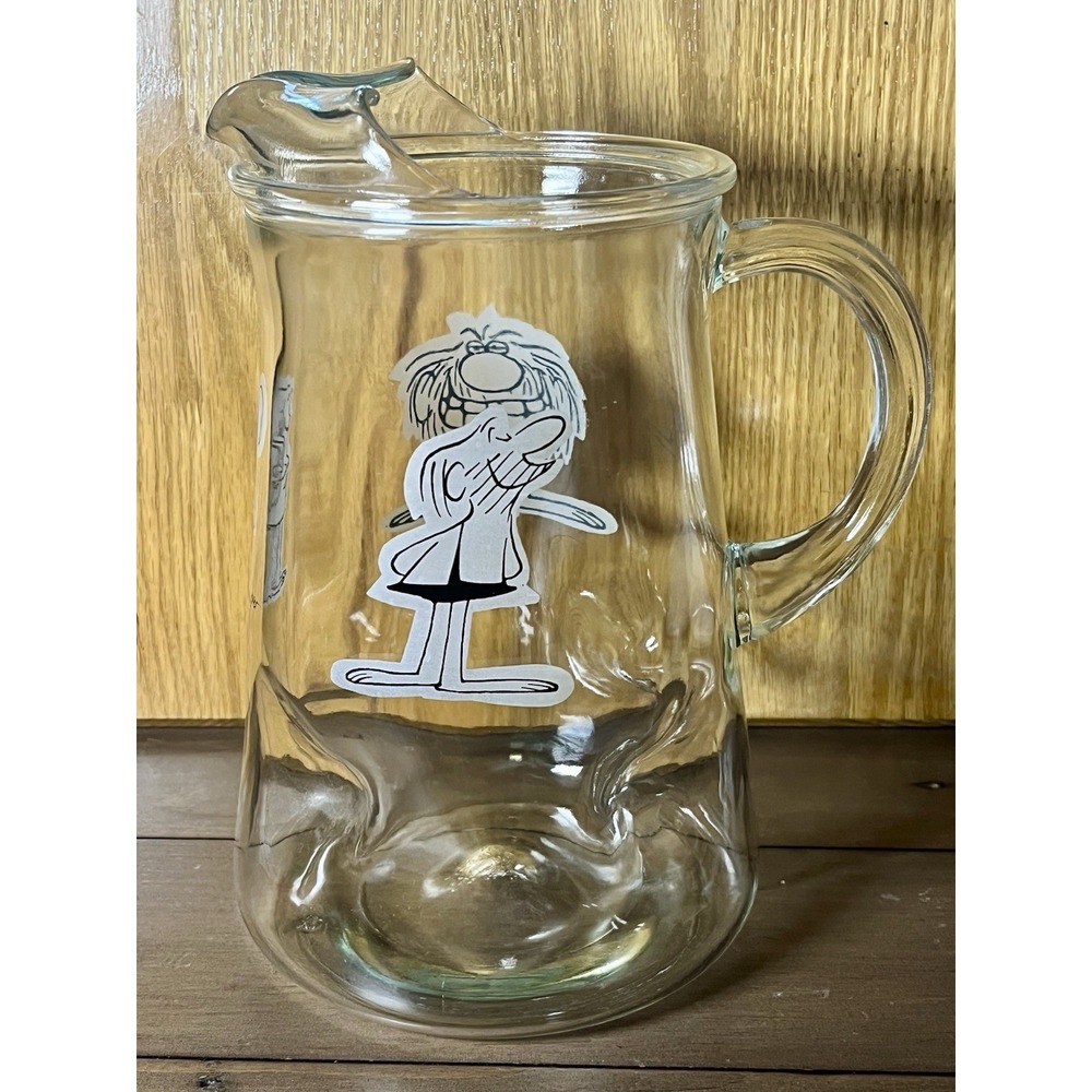 Vintage 1970s B.C. Comics Glass Pitcher w/ Grog Caveman Johnny Hart  64 oz.